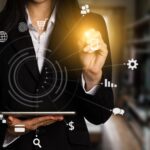 Video Production Insights by Doleep Studios 16 | Pre-Production Digital Marketing Video Ads - Woman's hand pointing to digital communication icons