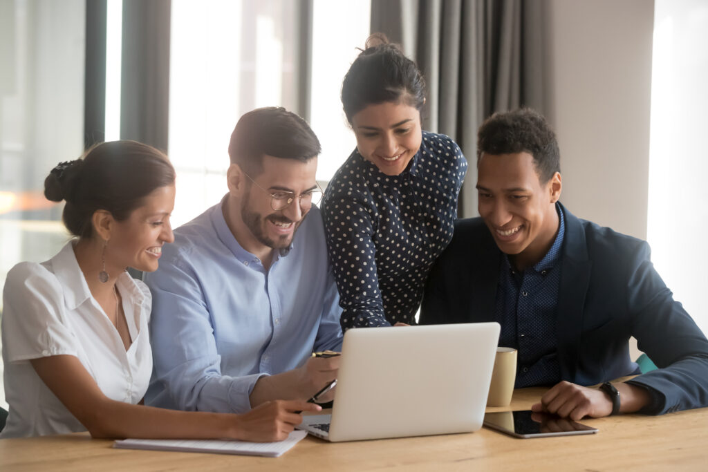 Training Videos: Group of employees participating in a training session