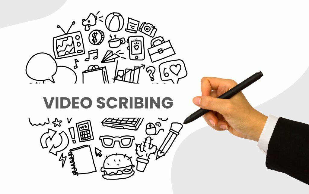 Hand drawing a doodle, showcasing the essence of video-scribing
